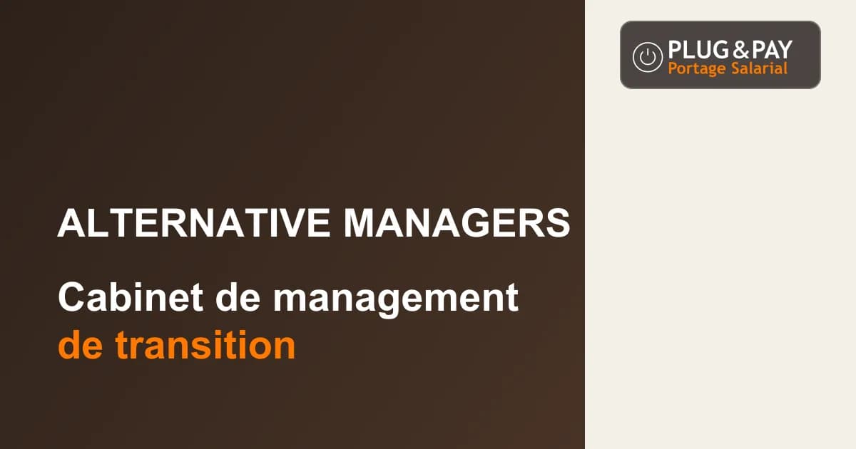 Alternative Managers, cabinet de management de transition, sur un fond brun et écru avec la signature plug&pay.